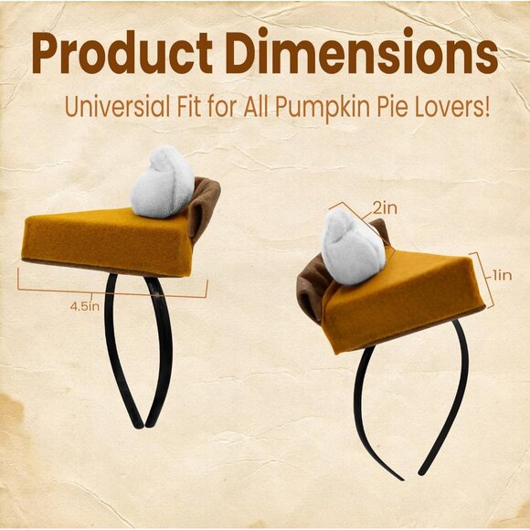 Mini Food Hat Headband Pumpkin Pie Silly Party Attire Accessory - Picture 3 of 6